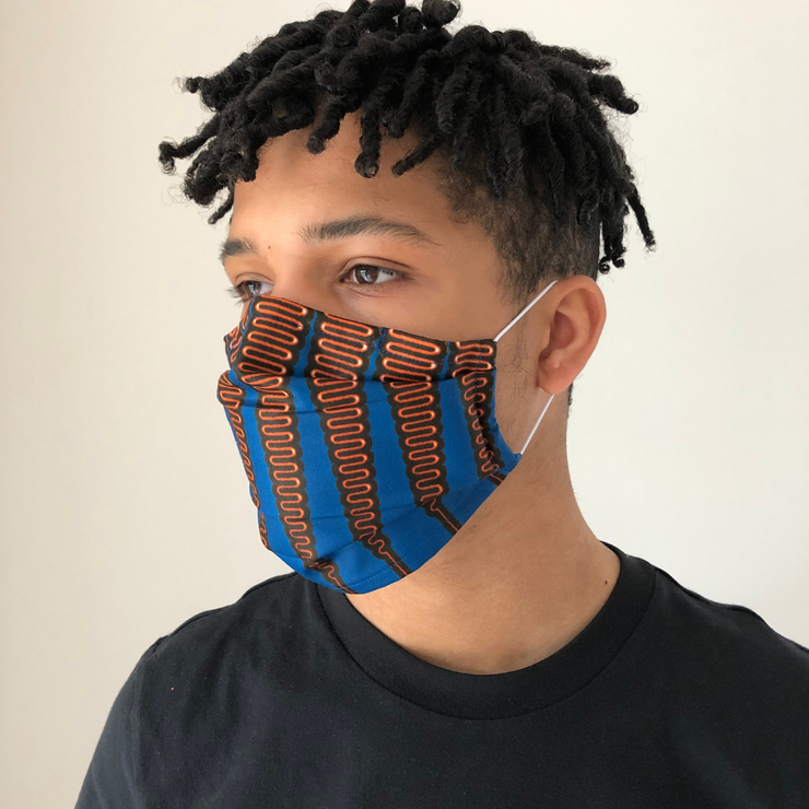 Masque lavable et réutilisable - Bleu spiral - BE BOLD BY DIAMANY