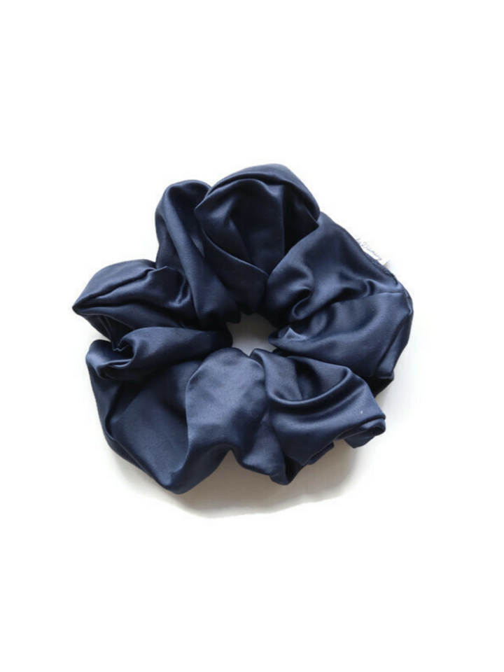 Chouchou en Satin Bleu Marine - Amanda